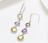 Artisan Crafted Sterling Silver Multi Gemstone Drop Earrings